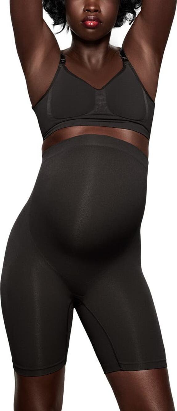 SKIMS Maternity Seamless Sculpt Mid Thigh Short Black S/M NWOT Shapewear